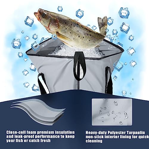 Buffalo Gear Insulated Fish Cooler Bag Portable Fish Kill Bag Keep Ice-cold More Than 48 Hours