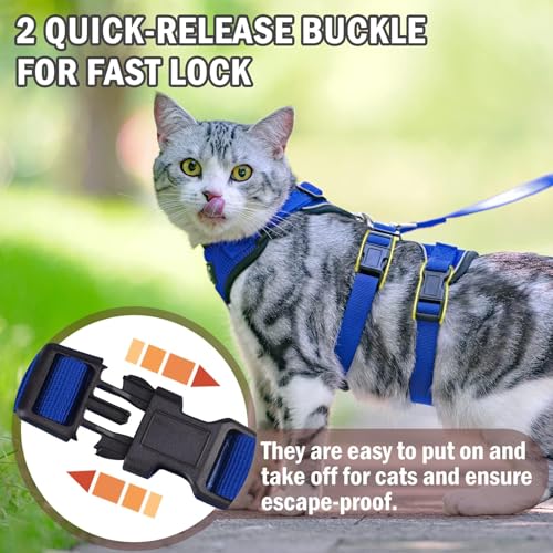 PUPTECK Cat Harness and Leash Set Escape Proof for Walking, Breathable Mash Vest Adjustable Harness for Cats Puppy Small A...