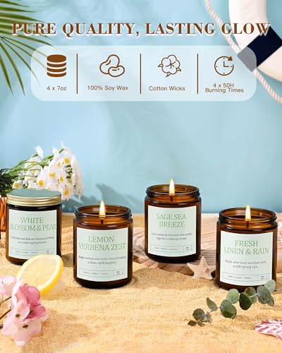 4 Pack Scented Candles Gifts for Women: 28oz Natural Soy Candles for Home Scented, Up to 200H Burning, Aromatherapy Candle...