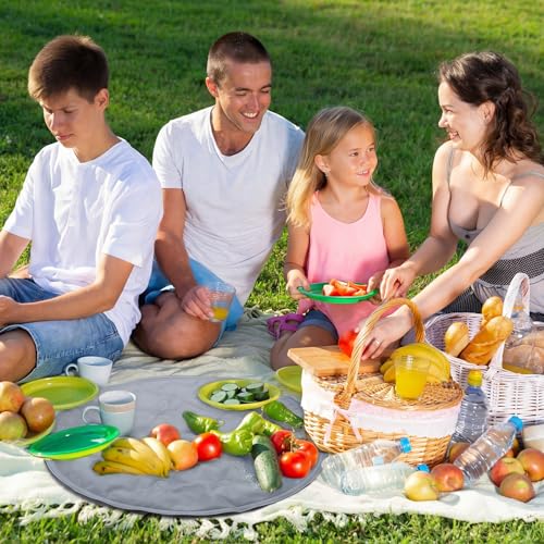 Reallnaive 2 Pcs Reusable Freezable Ice Mat Buffet Chilled Serving Tray 15.7'' Round Charcuterie Chilling Mat PVC Foldable...