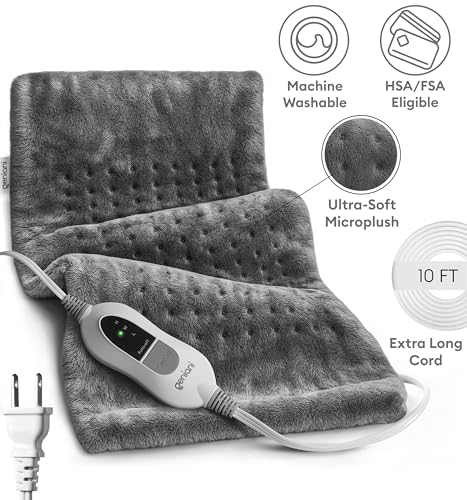 GENIANI Electric Heating Pad for Back Pain & Cramps Relief, Electric Throw, Auto Shut Off, Machine Washable, Heating Pad f...