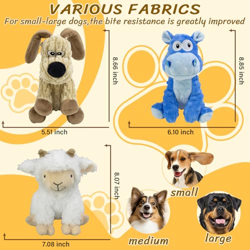 MeetYooo 3Pack Squeaky Stuffed Dog Toys- Indoor&Outdoor Playing Toys for Large to Small, Durable Plush Toys to Keep Them B...
