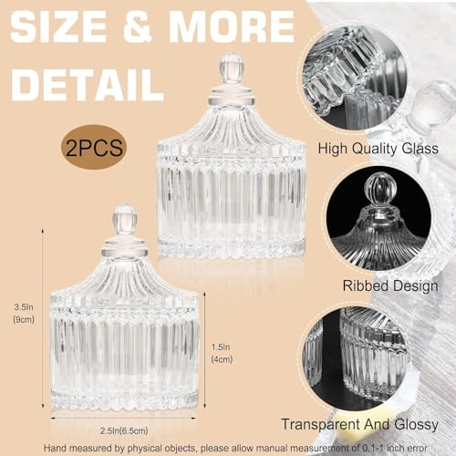 Birthday Gifts For Women Vanity Bathroom Organizer Glass Jars with Lids Candy Dish Aesthetic Room Home Decor Trinket Dish ...
