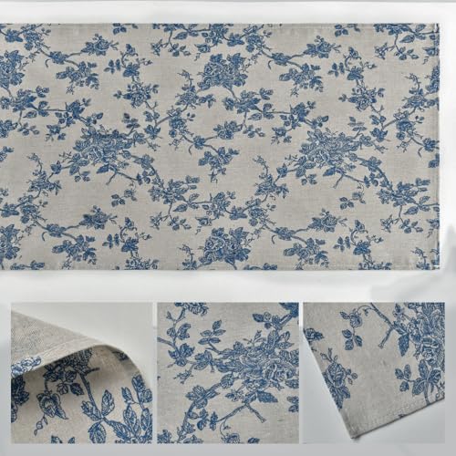 Artoid Mode Monochrome Sketch Branch Toile Textures Chinoiserie Cotton Dark Grey Table Runner, Seasonal Retro Vintage Kitc...