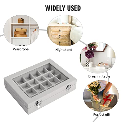Vicoter Velvet Jewelry Box 24 Grid Jewelry Ring Display Organiser Box Tray Holder Earrings Storage Case for Girls Wife Mom...