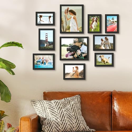 upsimples 10 Pack Picture Frames Collage Wall Decor for Mounting or Tabletop Display, Photo Gallery Frame Set for Family, ...