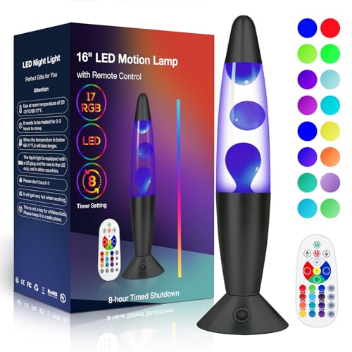 16" Black LED Liquid Motion Lamps, 17 Colors Changing Lamp with Remote, Mood Night Light for Kids Adults, Relaxing Nightst...
