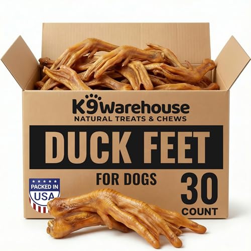 K9warehouse Duck Feet for Dogs – High Protein Dehydrated Dog Treats, Natural Crunchy Chews with Collagen, Glucosamine & Ch...