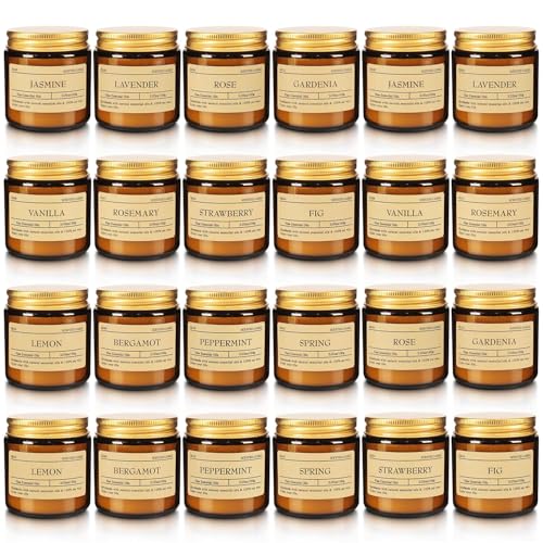 Scented Candle Set 24 Pack (3.05oz Each) - Aromatherapy Candles with Essential Oils, Smokeless Soy Wax Candles in 12 Scent...