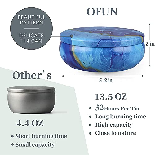OFUN Large Citronella Candles Outdoor Decorative 55oz, Soy Wax Lemongrass Candle Set 3 Wick, Scented Jar Candle Bulk Up to...