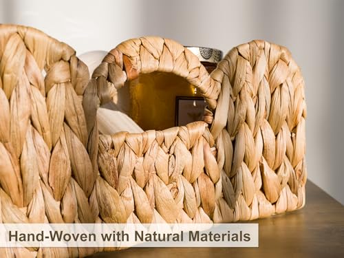 StorageWorks Scalloped Wicker Basket, Woven Baskets for Storage, Rattan Baskets with Handles, Paper Rope Basket for Organi...