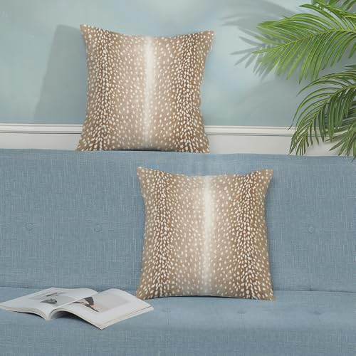 DAFENA Antelope Pillow Covers 22x22 Inch 2 Pcs Brown Deer Animal Skin Print Decor Throw Pillows Fall Winter Modern Outdoor...