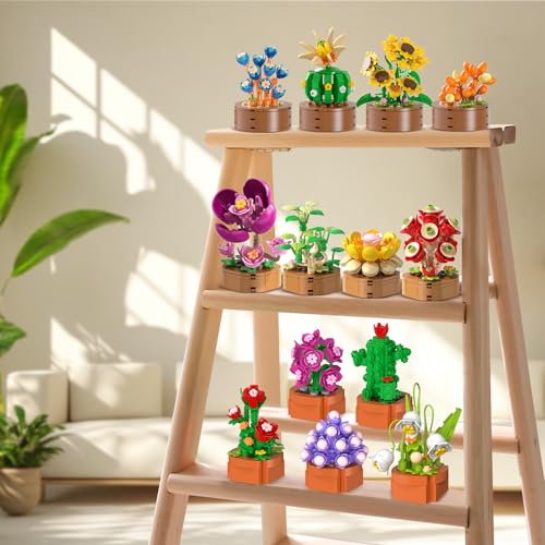 CUBIMANA 15 Pack Flowers Plants Mini Building Set - Gifts for Mothers Day, Flower Botanical Collection 3.6MM Block Toy for...