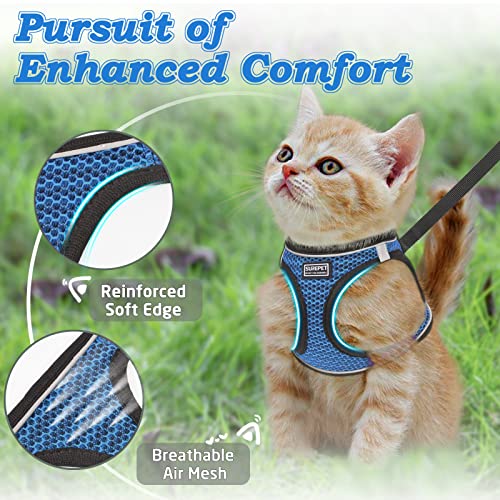 SALFSE Cat Harness and Leash for Walking Escape Proof, Adjustable Kitten Vest Harness Reflective Soft Mesh Puppy Harness f...