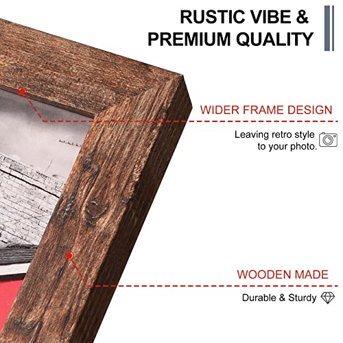 LANDNEOO 8x10 Picture Frame, 4 Pack Woodgrain Wider Frames, Display Pictures 5x7 with Mat or 8x10 Without Mat, Picture Fra...