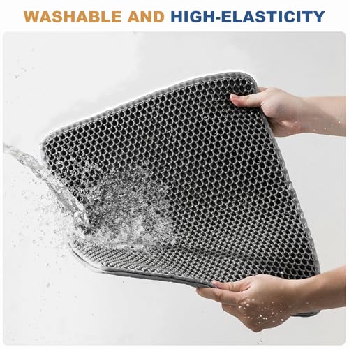 BomDa Cat Litter Mat, Large Kitty Litter Box Trapping Mat, 24x16'' Honeycomb Double Layer Urine & Waterproof, Washable Eas...