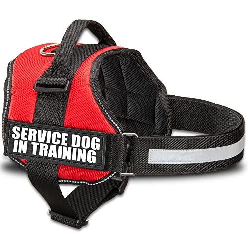 Industrial Puppy Service Dog In Training Vest With Hook and Loop Straps and Handle - Harnesses In Sizes From XXS to XXL - ...