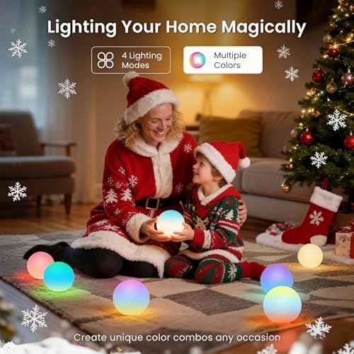 LOFTEK LED Ball Light, Multi-Color Rechargeable Night Lights, 3-inch RGB Globe Mood Lighting, Waterproof Ambient Lighting ...