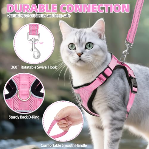 PUPTECK Cat Harness and Leash Set Escape Proof Reflective Cat Walking Harness Adjustable Soft Breathable Mesh Vest for Sma...