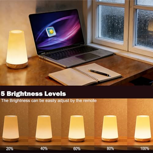 ROYFACC LED Night Light Touch Lamp Bedside Table Lamp for Kids Bedroom Rechargeable Dimmable with Remote Control Warm Whit...
