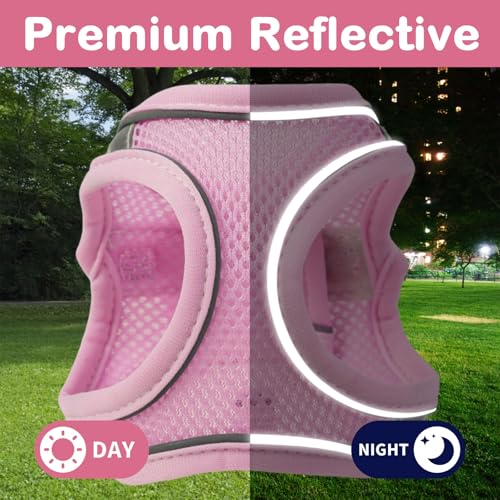 Jieffifa Cat Harness and Leash Set - Adjustable Soft Vest, Reflective Step-in Design for Safe Walking (Pink)