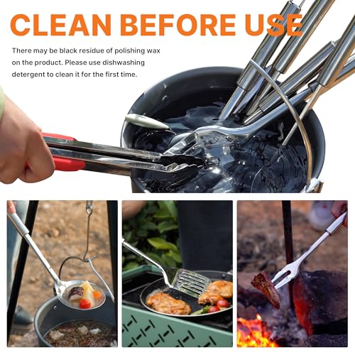 Gaialoop Portable Camping Cooking Utensils Set, Camp Kitchen Set with Organizer Bag, RV Essentials Outdoor Cooking Utensil...