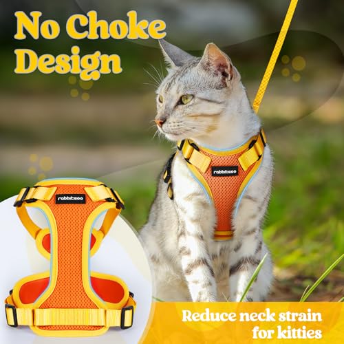 rabbitgoo Cat Harness and Leash Set, Escape Proof Soft Adjustable Vest Harnesses for Outdoor Walking, Easy Control Breatha...
