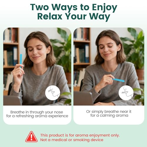 Chewable Silicone Aroma Sticks with Essential Oils for Stress Relief & Fresh Breath, Improving Pen Biting & Smoking Habit...