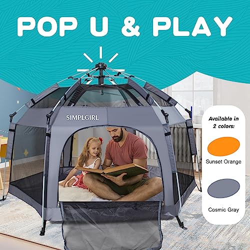 Premium Indoor and Outdoor Baby Playpen - Portable, Lightweight, Pop Up Pack and Play Toddler Play Yard w/Canopy and Trave...