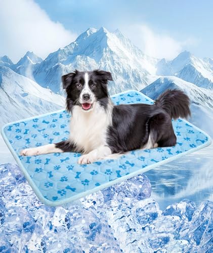 YAOGEG Upgraded Dog Cooling Mat,Q-Max>0.5 Ice Silk Self-Cooling Pad,Breathable Washable Portable Kennel Mat Cooling Mat fo...