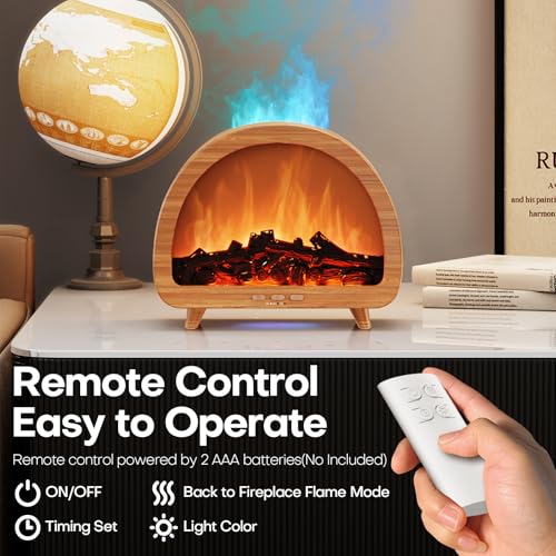 Diffuserlove Fireplace Essential Oil Diffuser Flame Aromatherapy Scent Diffuser Oil Machine Cool Mist Humidifier Colorful ...