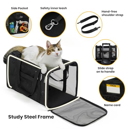 Conlun Cat Carrier Bag,Soft-Sided Pet Carriers for Dogs with 4-Sided Mesh,Airline Approved Cat Transport Carrier for Smal...