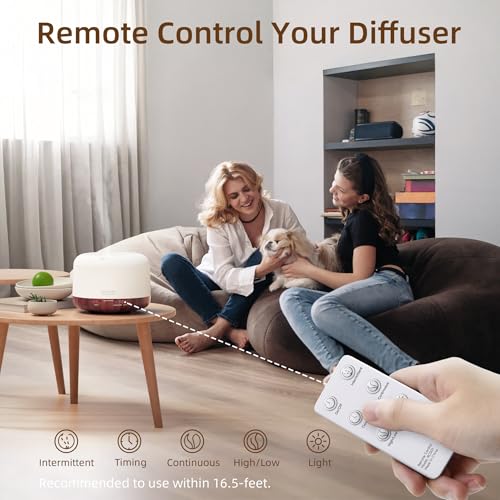 ASAKUKI Essential Oil Diffuser for Home, 500ML Aromatherapy Diffuser Humidifier with Remote Control, 7 Color LED Lights, Q...