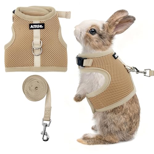 AIITLE Breathable Bunny Harness and Leash Set, Adjustable Straps & Magic Tape Design, Comfort Fit Vest for Puppies, Cats, ...