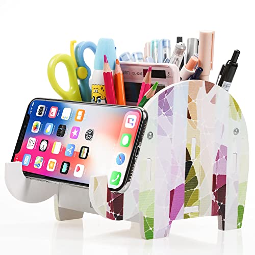 MOKANI Pen Pencil Holder for Desk Cute Elephant Gifts Desk Organizer Marker Makeup Brush Holders Workspace Organizers Offi...