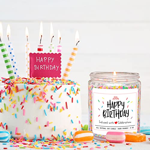 Homsolver Happy Birthday Gifts for Women Men, Vanilla Cream Scent with Sprinkles Candy Birthday Candles, Unique Best Frien...