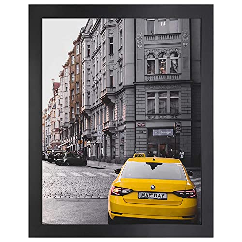 Golden State Art 16x20 Wood Picture Frame with Real Glass and 1.25'' Wide (Black)