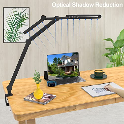 Micomlan Led Desk Lamp with Clamp, Architect Desk Lamp for Home Office with Atmosphere Lighting, 24W Ultra Bright Auto Dim...