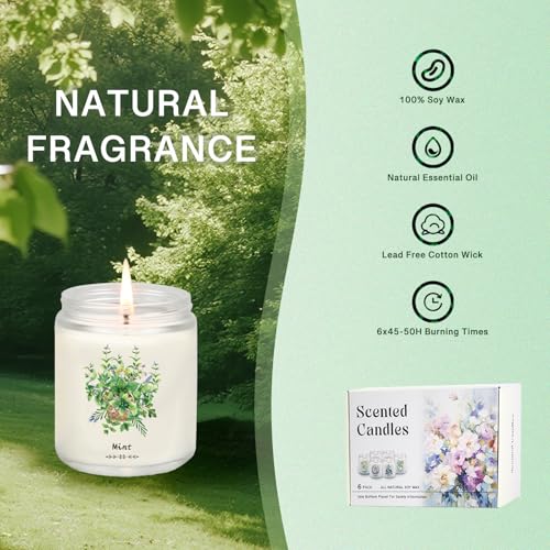 6 Pack Candles for Home Scented, 37.8 oz 300 Hour Long Lasting Aroma Candles,Scented Candles for Women, Natural Non Toxic ...