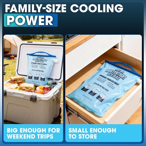 Large Leakproof Ice Bag. Reusable Ice Pack for Cooler - Long Lasting Instant Cooler Ice Packs - Drop in Cubed Ice to Make ...