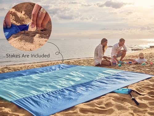 WEKAPO Beach Blanket Sandproof Waterproof, Extra Large Beach Mat, Oversized & Compact Sand Free, Quick Drying Beach Essent...