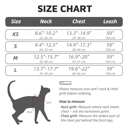 Escape-Proof Cat Harness and Leash Set - Adjustable and Comfortable - Ideal for Walking Cat Outdoors - Fits Small Dogs, Ki...