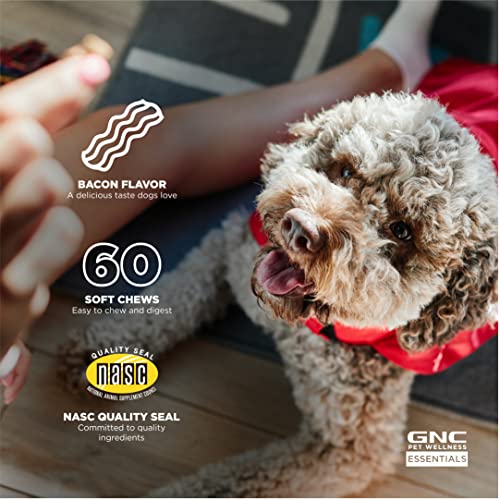 GNC Pets Essentials Dog Probiotic Soft Chews for Digestive Support, Bacon Flavor Daily Supplement with Prebiotics, Probiot...