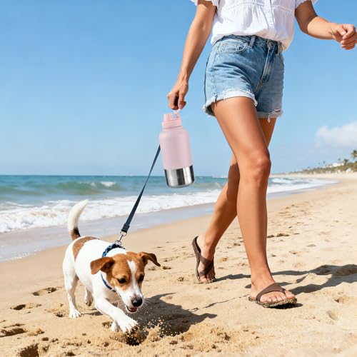 Cibaabo Insulated Dog Water Bottle with 2 Bowls, 32oz Travel Stainless Steel Double Wall Thermos, Portable Pet Dispenser, ...