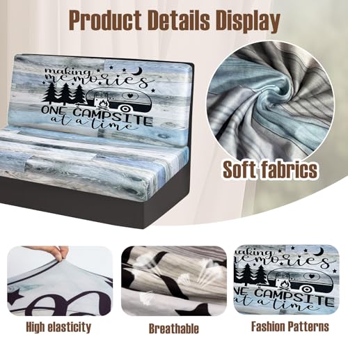 BBSET 6pcs Rv Dinette Cushion Covers Stretch Washable Rv Cushion Slipcove Replacement for Camper Car Bench, 2 Pillowcase, ...