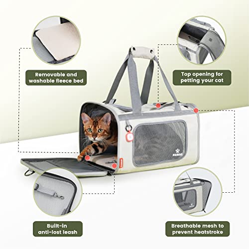 Pawaii Cat Carrier with ID Tag, TSA Airline Approved Soft Sided Collapsible Pet Travel Carrier, Portable Comfortable Conve...