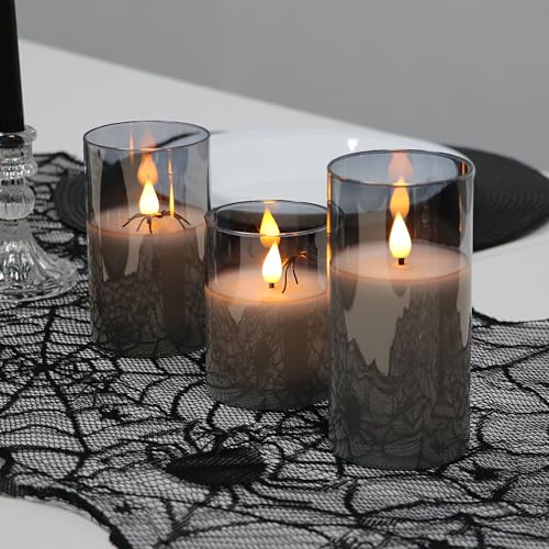 Rhytsing Gray Glass Battery Operated LED Candles with Remote, Flameless Candle Gift Set, Warm White Light - Include 6 Batt...