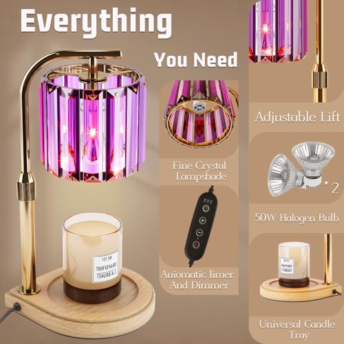 IN HAPPY Purple Candle Warmer Lamp with Timer and Dimmer, Electric Adjustable Candle Lamp Warmer, Birthday Gifts for Wome...