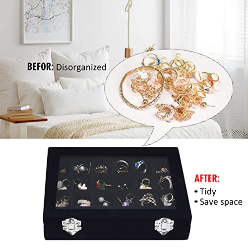 Vicoter Velvet Jewelry Box 24 Grid Jewelry Ring Display Organiser Box Tray Holder Earrings Storage Case for Girls Wife Mom...