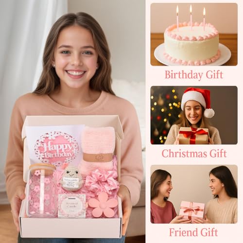 Nunubeo Birthday Gifts for Teen Girls, Cute Pink Birthday Gift Box Set for Girl, Daughter, Sister, Friend
